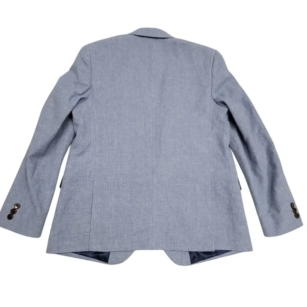 Brooks Brothers Boys 18R Blue Linen Blend Blazer Jacket Sport Coat 18 Regular